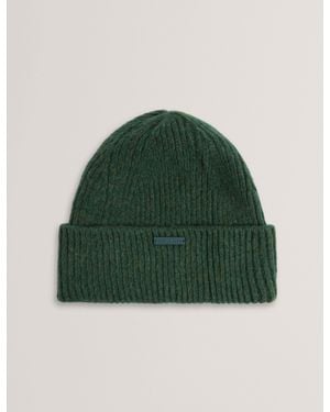 Ted Baker Lidiaas Wool Blend Ribbed Knit Beanie Hat - Green