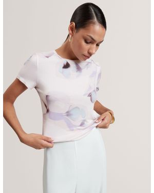 Ted Baker Velley Botanical Fitted Crew Neck T-Shirt - White