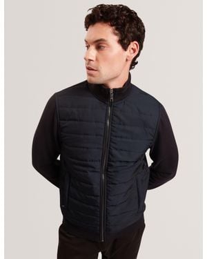 Ted Baker Durano Quilted Front Zip-Through Knit Jacket - Black