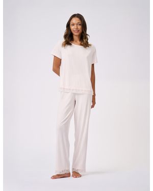 Ted Baker Betty Lace Trim Jersey Wide Leg Pyjama Set - Pink