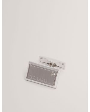Ted Baker Kristol Crystal Detail Brushed Metal Cufflinks - White