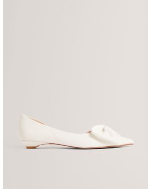 Ted Baker Soufiya Bow Detail Grosgrain Kitten Heel Shoes - Natural
