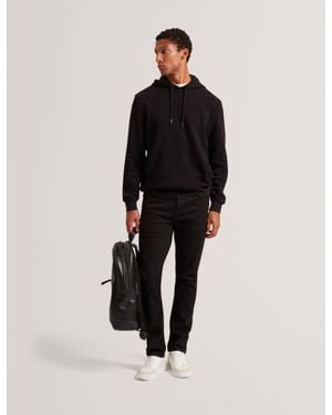 Ted Baker Seatle Herringbone Texture Cotton Hoodie - Black