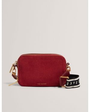 Ted Baker Shayann Webbing Strap Suede Crossbody Camera Bag - Red