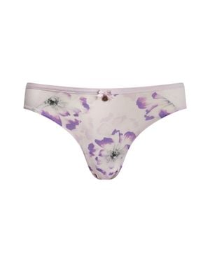Ted Baker Annie Floral Print Mesh Mid-Rise Briefs - Purple