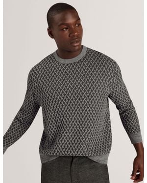 Ted Baker Nunnez Relaxed Cotton Wool Crewneck Jumper - Grey