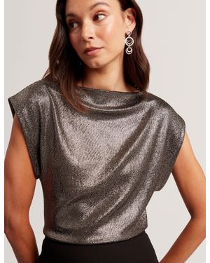 Ted Baker Metallic Weave Boxy Sleeveless Top - Grey