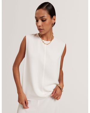 Ted Baker Marmia Piping Detail Woven Sleeveless Top - White