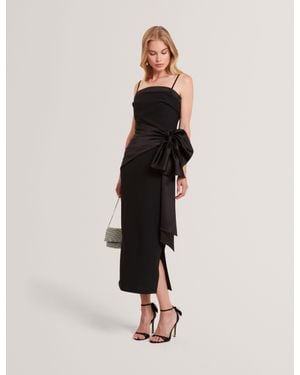 Ted Baker Xenid Satin Bow Sash Sleeveless Midi Dress - Natural