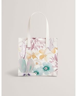 Ted Baker Helisa Petal Print Pu Small Icon Tote Bag - White