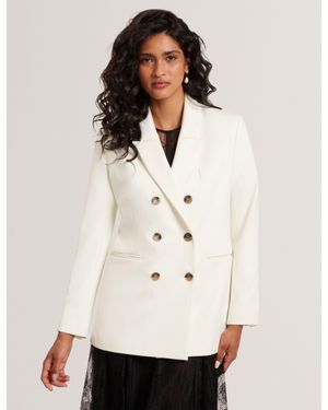 Ted Baker Relaxed Double Breasted Ponter Blazer - White