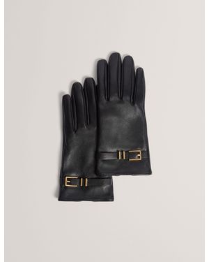Ted Baker Jillla Buckle Strap Leather Gloves - Black