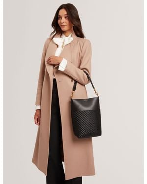 Ted Baker Wyynie Woven Texture Leather Tall Bucket Bag - Black