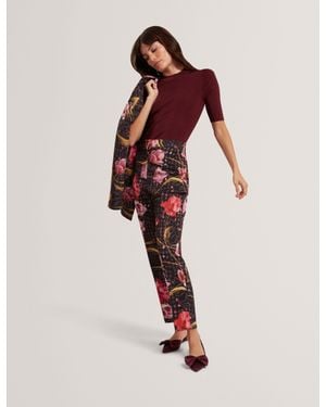 Ted Baker Rose Print Slim Leg Tailored Trousers