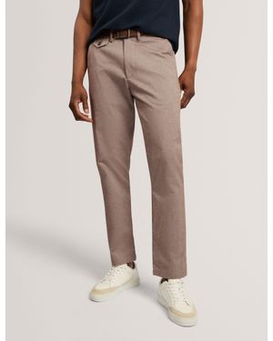 Ted Baker Birddy Slim Cotton Stretch Trousers - Natural