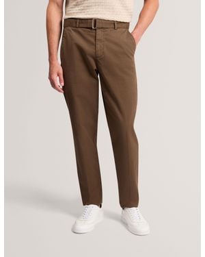 Ted Baker Raburn Tapered Washed Cotton Chinos - Brown