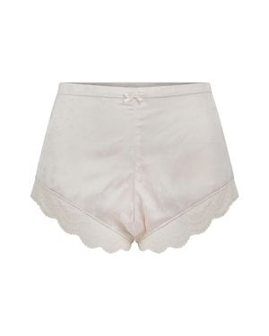 Ted Baker Lacey Textured Satin Lace Trim Sleep Shorts - White