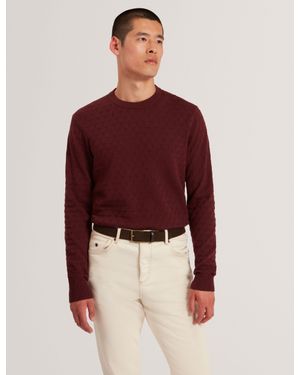 Ted Baker Sainsy Branded Texture Crew Neck Jumper - Red
