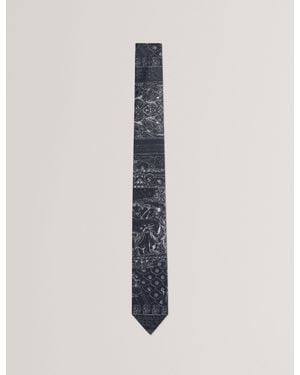 Ted Baker Seyfred Etched Print Silk Tie - Blue