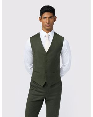 Ted Baker Learw Flannel Wool Rich Slim Suit Waistcoat - Green