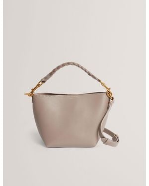 Ted Baker Wavely Plaited Handle Small Bucket Tote Bag - Natural