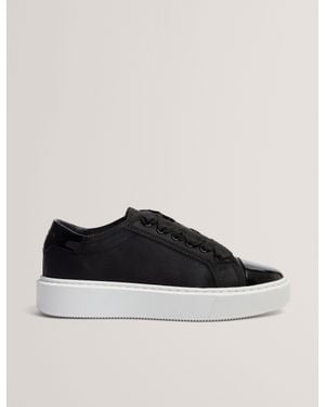 Ted Baker Zaiina Satin Ribbon Lace Platform Trainers - Black