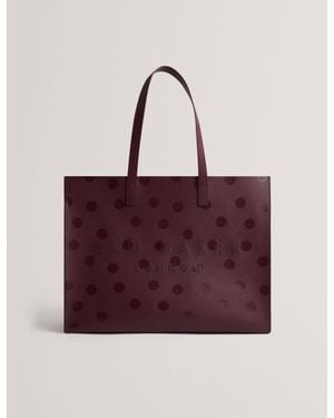 Ted Baker Dotee Tonal Polka Dot Wide Icon Tote Bag - Red