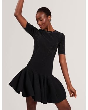 Ted Baker Stellea Beaded Skater Mini Dress - Black