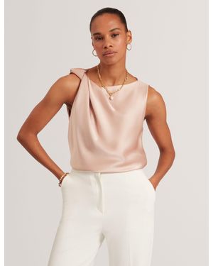 Ted Baker Miona Satin Twist Neck Sleeveless Top - Natural