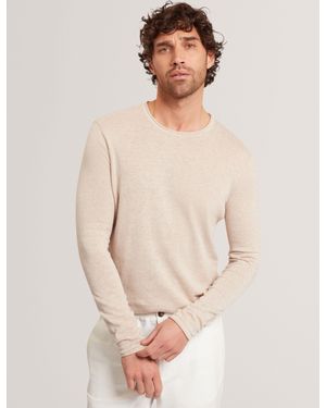 Ted Baker Yaen Rolled Edge Linen Blend Crew Neck Jumper - Natural