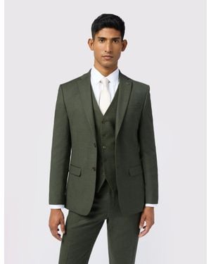 Ted Baker Learj Flannel Wool Rich Slim Suit Jacket - Green
