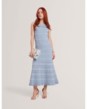 Ted Baker Cahrlie Scallop Trim Knitted Sleeveless Midi Dress - Blue