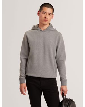 Ted Baker Boids Honeycomb Trim Stretch Cotton Hoodie - Grey