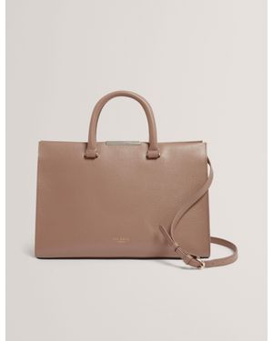 Ted Baker Rennea Bar Detail Large Leather Tote Bag - Natural