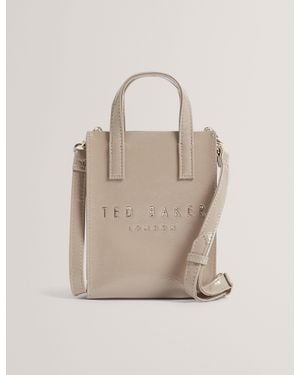 Ted Baker Crinkll Mini Crinkle Patent Pu Icon Tote Bag - Natural