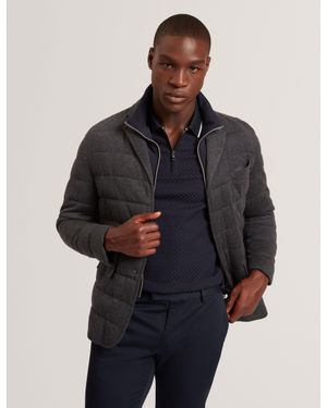 Ted Baker Gerome Quilted Blazer With High Neck Liner - Blue