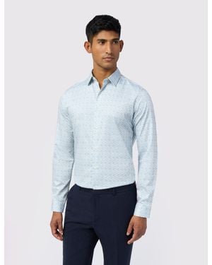 Ted Baker Bee Ditsy Floral Print Stretch Cotton Shirt - White
