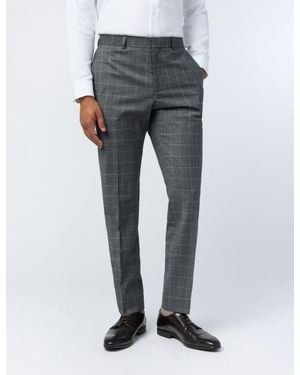 Ted Baker Hilsont Textured Check Performance Slim Suit Trousers - Grey