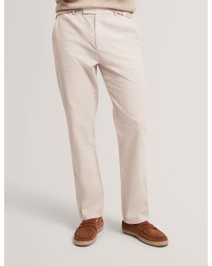Ted Baker Mobedo Houndstooth Cotton Linen Tapered Trousers - Natural