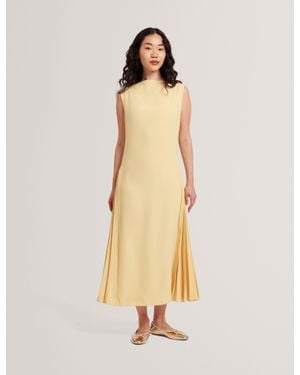 Ted Baker Dahrcy Pleat Detail Sleeveless Column Midi Dress - Natural