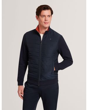 Ted Baker Durano Quilted Front Zip-Through Knit Jacket - Blue