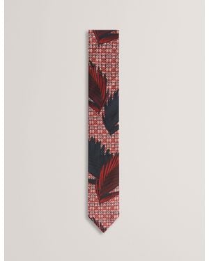 Ted Baker Thibo Geometric Leaf Print Silk Tie - Pink