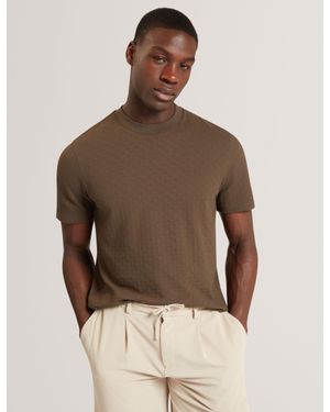 Ted Baker Eldonn Diamond Texture Knitted Cotton T-Shirt - Brown