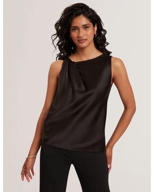 Ted Baker Miona Satin Twist Neck Sleeveless Top - Black