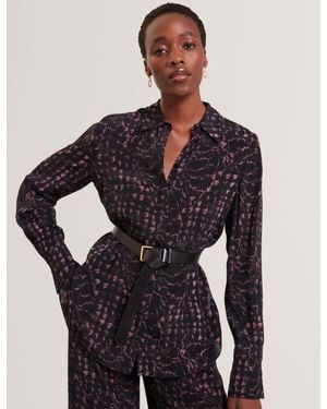 Ted Baker Cobala Floral Check Print Longline Shirt - Blue