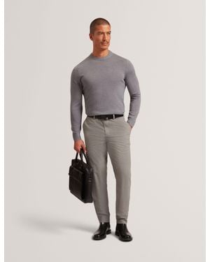 Ted Baker Nathain Glen Check Pleat Front Trousers - Grey