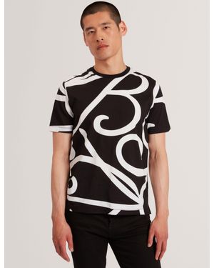 Ted Baker Armos Monochrome Logo Print Cotton T-Shirt - Black