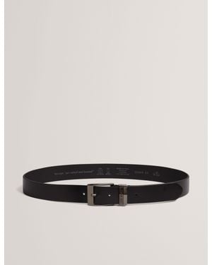 Ted Baker Pearsse Grained Leather Hardware Detail Belt - Black