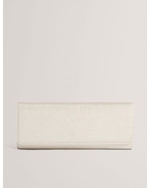 Ted Baker Maliisa Moire Baguette Fold-Over Clutch Bag - Natural