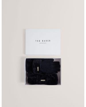 Ted Baker Furinni Faux Fur Headband & Gloves Set - White